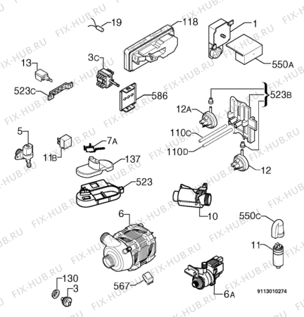 Взрыв-схема посудомоечной машины Zoppas PS6370 - Схема узла Electrical equipment 268